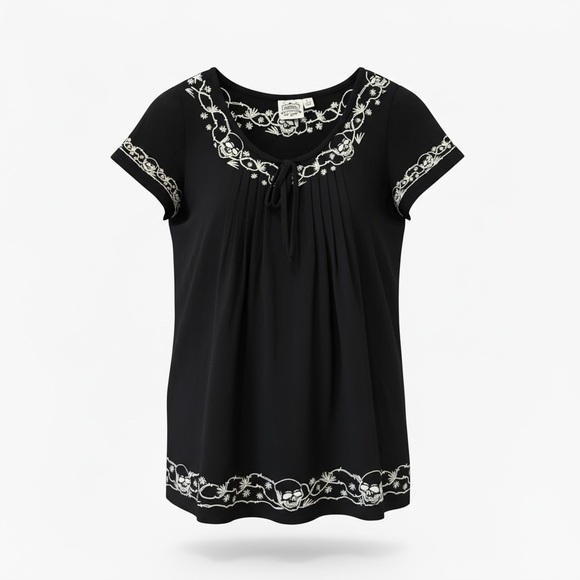 Cowgirl Justice Tops - Cowgirl Justice Embroidered Skull Western Dress – Size Large – Boutique Style